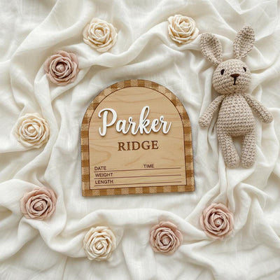 Personalized Baby Birth Stats Sign, Wooden Baby Name Announcement Sign, Custom Newborn Birth Details Plaque Nursery Decor