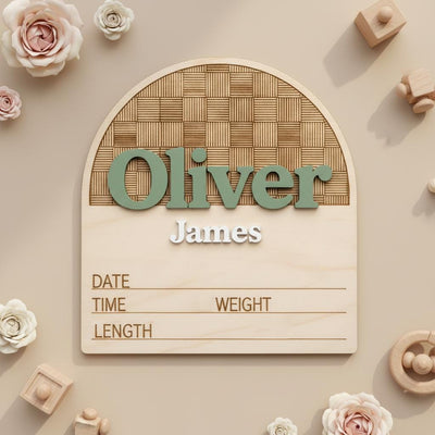 Personalized Baby Birth Announcement Sign Wooden Name Milestone Board