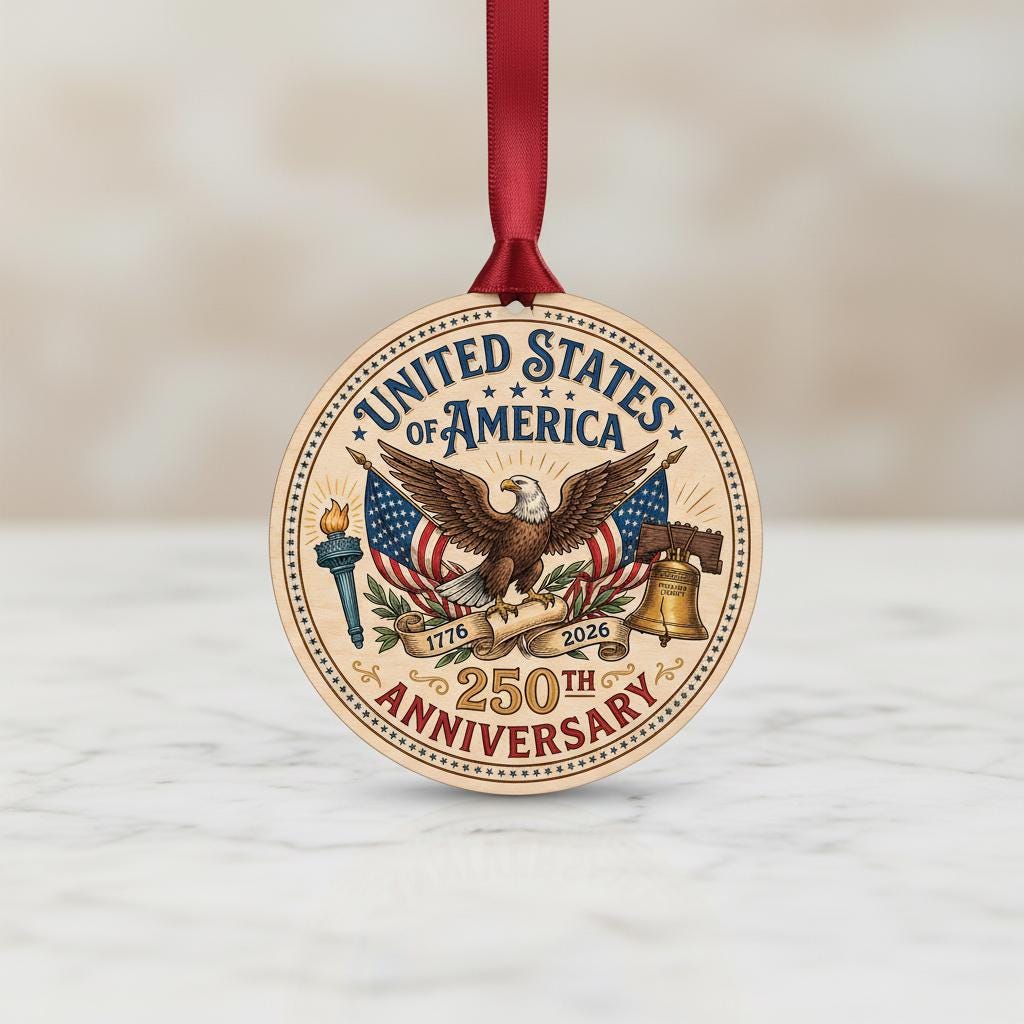 United States 250th Anniversary Ornament, Semiquincentennial Gift, 1776-2026 Liberty Bell Acrylic Keepsake, Patriotic America Decor