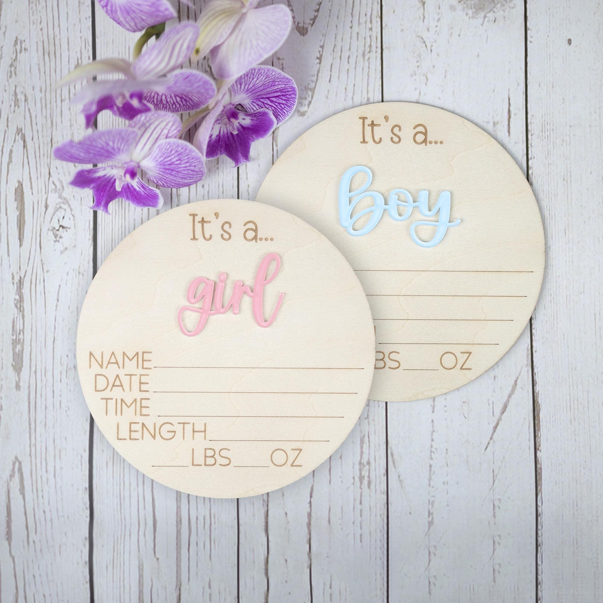 Surprise Gender Reveal Sign, Wooden Baby Announcement Sign, It's A Girl Sign, It's A Boy Announcement, Birth Stat Sign, Baby Shower Gift