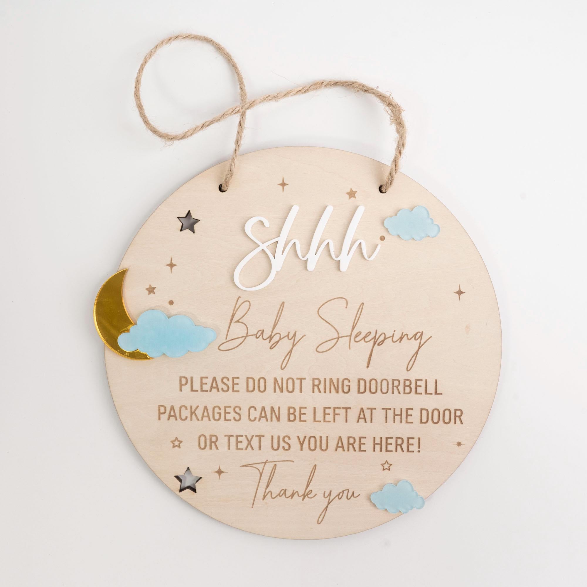 Baby Sleeping Sign, Do Not Disturb Baby Sleeping, Dont Ring Doorbell Sign, Front Door Sign, Do Not Knock Or Ring Bell, Baby Shower Gift