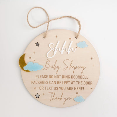 Baby Sleeping Sign, Do Not Disturb Baby Sleeping, Dont Ring Doorbell Sign, Front Door Sign, Do Not Knock Or Ring Bell, Baby Shower Gift