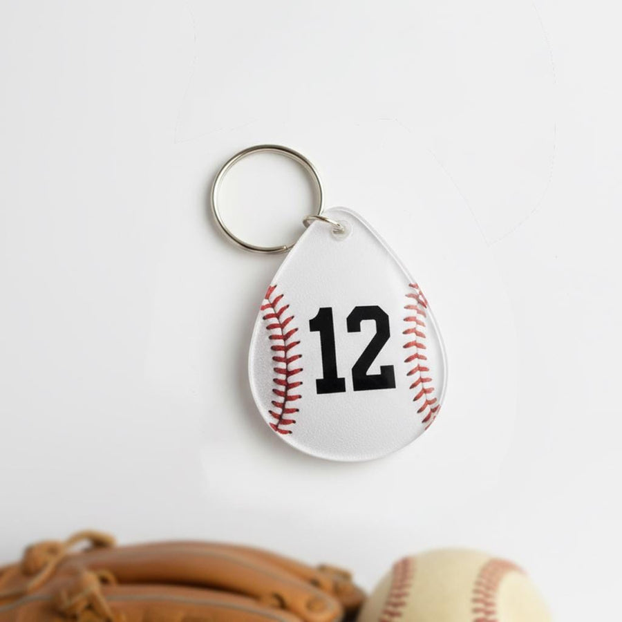 Personalized Baseball Number Keychain, Custom Jersey Number Baseball Keychain, Acrylic Baseball Bag Tag, Baseball Player Gift