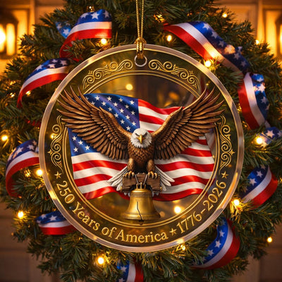 250 Years of America Ornament, Semiquincentennial Eagle Gift, 1776-2026 Patriotic Acrylic Keepsake, USA Birthday Tree Decor