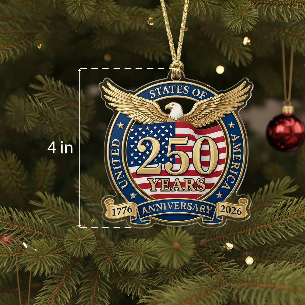 United States 250th Ornament, Semiquincentennial Eagle Emblem, 1776-2026 Patriotic Anniversary Gift, USA 250 Years Decor