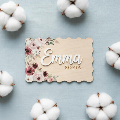Personalized Floral Wooden Baby Name Sign Nursery Wall Decor