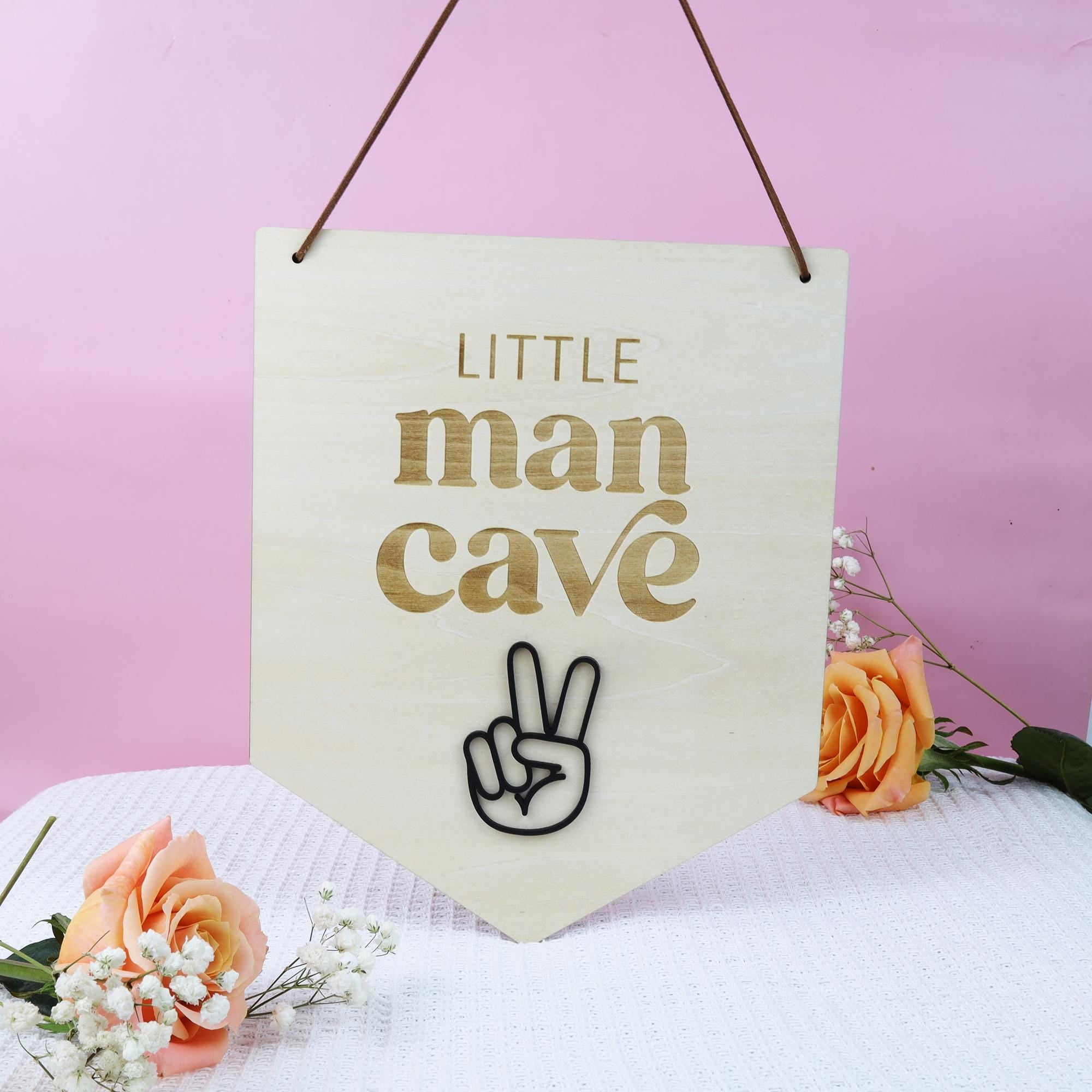 Little Man Cave Sign, Baby Boy Nursery Sign, Boy Nursery Decor, Baby Boy Gift, Boy Room Wall Decor, Pennant Sign, Banner For Boys Room Decor
