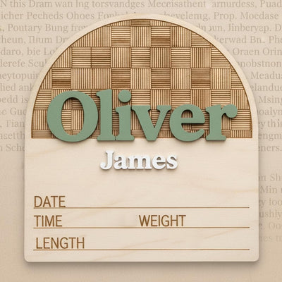 Personalized Baby Birth Announcement Sign Wooden Name Milestone Board