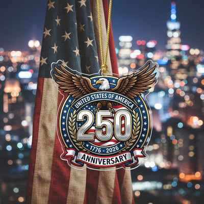 USA 250th Anniversary Ornament, Semiquincentennial Silver Eagle Gift, 1776-2026 Patriotic Acrylic Decor, America Milestone Keepsake
