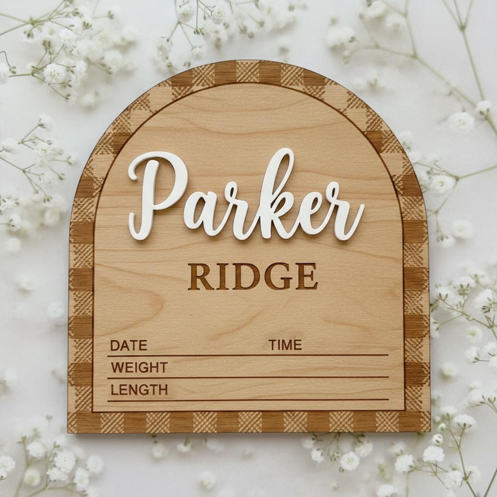 Personalized Baby Birth Stats Sign, Wooden Baby Name Announcement Sign, Custom Newborn Birth Details Plaque Nursery Decor