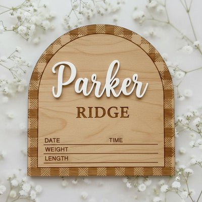 Personalized Baby Birth Stats Sign, Wooden Baby Name Announcement Sign, Custom Newborn Birth Details Plaque Nursery Decor