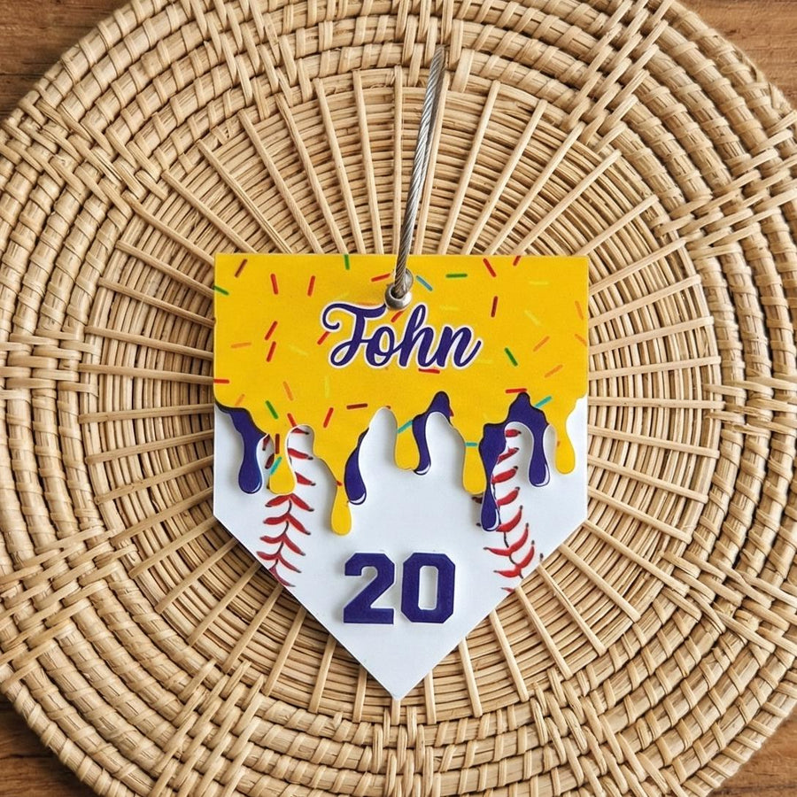 Personalized Baseball Keychain Custom Name and Number Acrylic Baseball Bag Tag Player Gift Little League Team Gift Sports Keychain