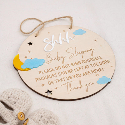 Baby Sleeping Sign, Do Not Disturb Baby Sleeping, Dont Ring Doorbell Sign, Front Door Sign, Do Not Knock Or Ring Bell, Baby Shower Gift