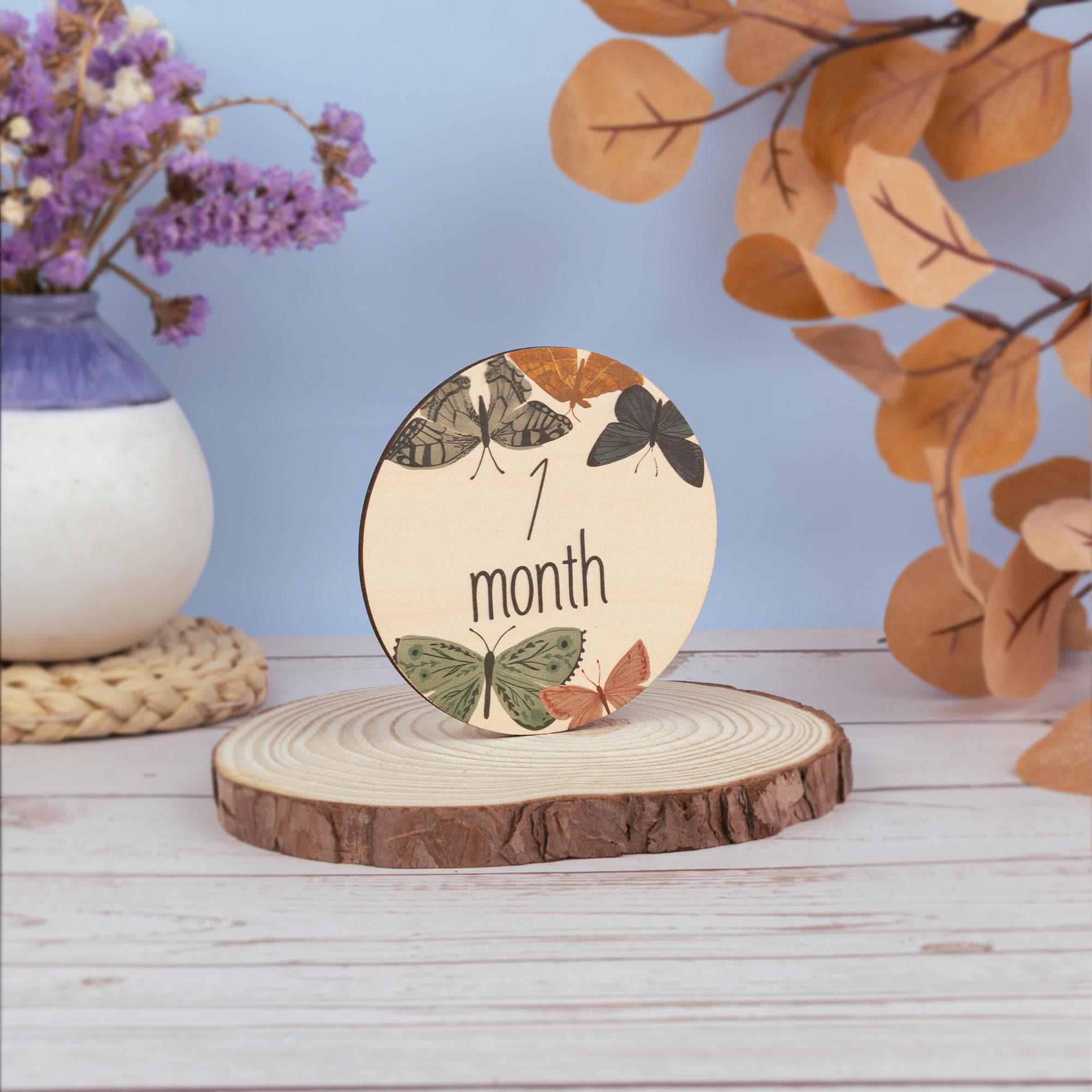 Butterfly Baby Milestone, Wooden Monthly Milestone, Boho Newborn Keepsake,Baby Girl Milestone Set,Baby Milestone Photo Props,Milestone Card