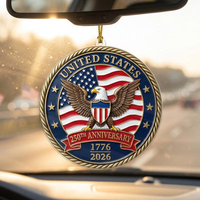 United States 250th Ornament, Semiquincentennial Car Mirror Charm, 1776-2026 Patriotic Eagle Gift, USA Jubilee Coin Decor