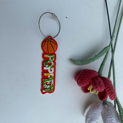 Custom Basketball Name Keychain: Personalized Sports Bag Tag