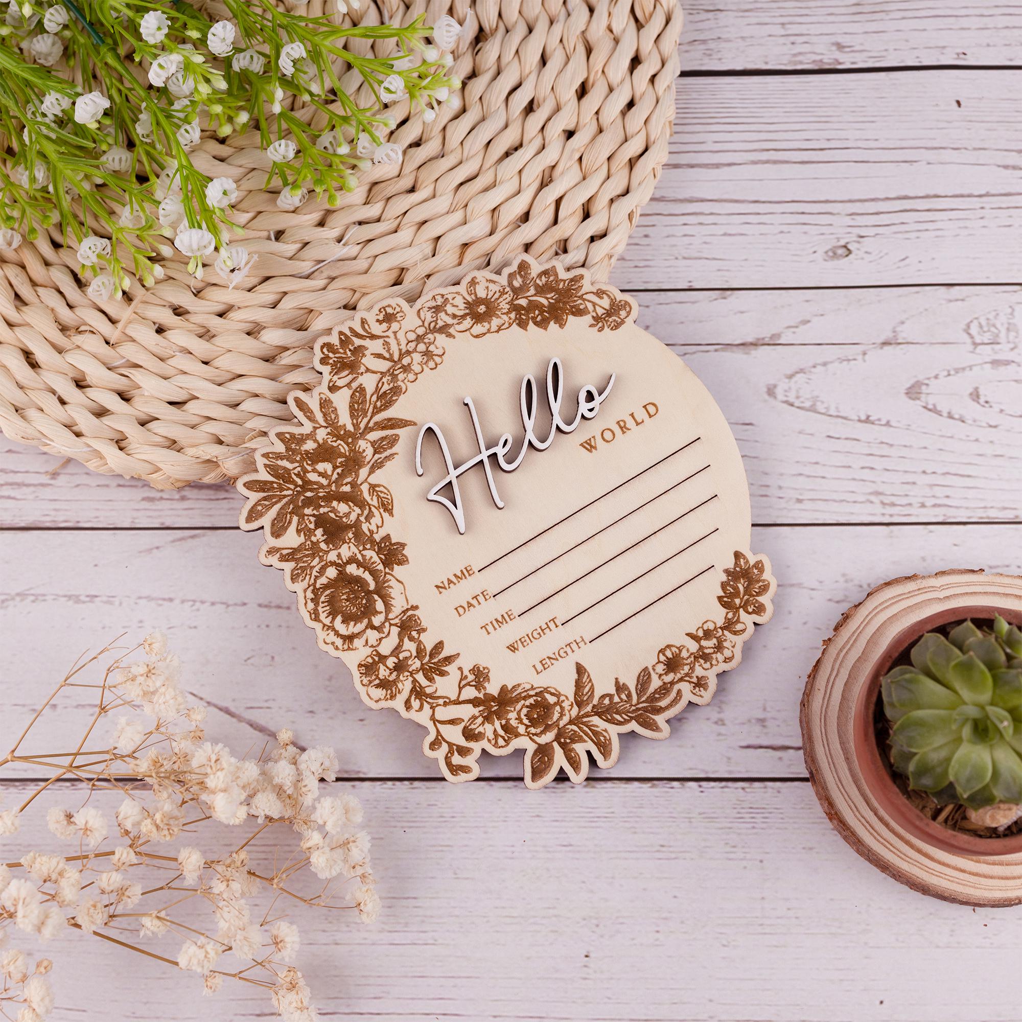 Floral Baby Name Announcement Sign With Birth Stats, Baby Arrival Announcement Sign, Baby Name Reveal, Personalized Baby Announcement Sign