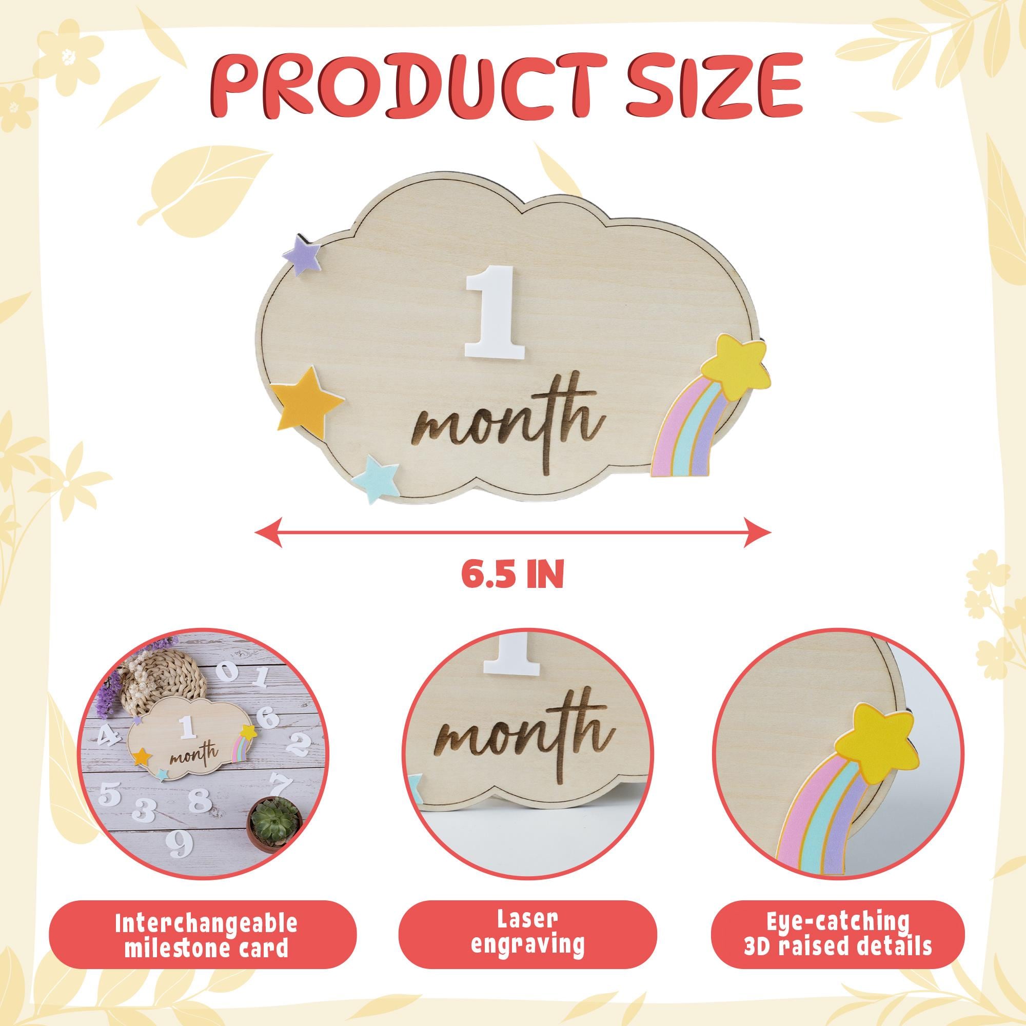 Personalized Baby Milestone Sign, Interchangeable Milestone Cards, Baby Monthly Milestone Marker, Wooden Baby Photo Prop, Baby Shower Gift
