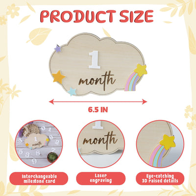 Personalized Baby Milestone Sign, Interchangeable Milestone Cards, Baby Monthly Milestone Marker, Wooden Baby Photo Prop, Baby Shower Gift