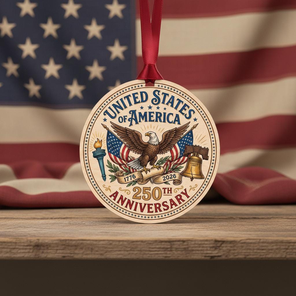 United States 250th Anniversary Ornament, Semiquincentennial Gift, 1776-2026 Liberty Bell Acrylic Keepsake, Patriotic America Decor