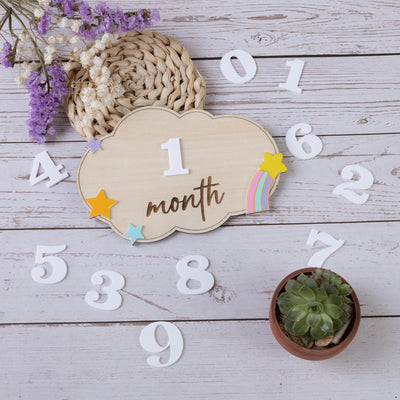 Personalized Baby Milestone Sign, Interchangeable Milestone Cards, Baby Monthly Milestone Marker, Wooden Baby Photo Prop, Baby Shower Gift