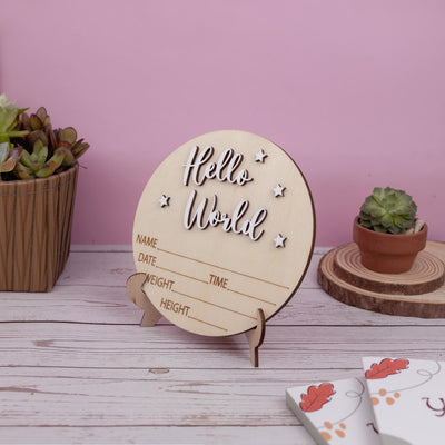 Baby Announcement, Hello World Sign, Baby Birth Stats Sign, Wooden Birth Announcement Sign, Custom Newborn Stats, Hospital Name Sign
