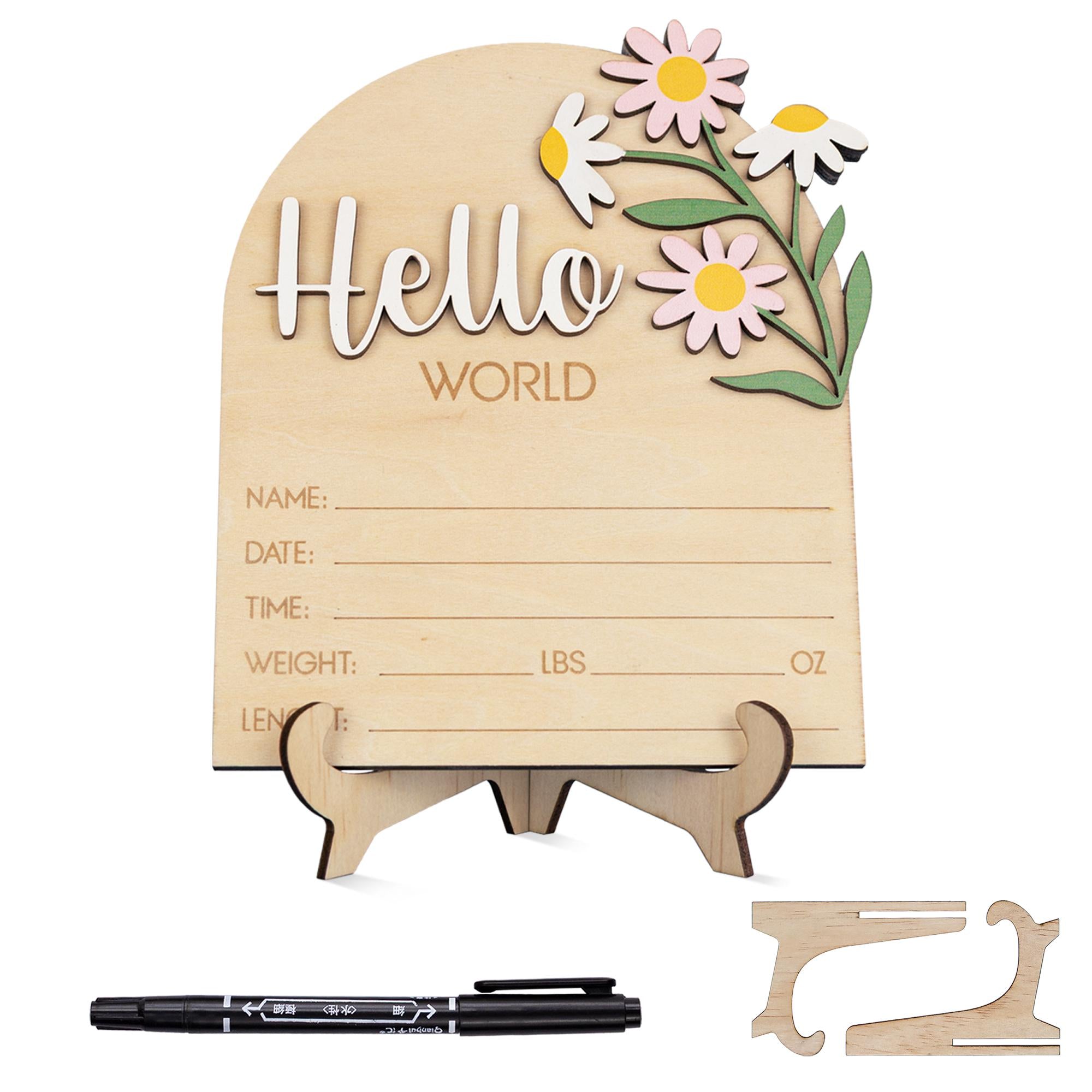 Wildflower Name Sign, Wildflower Name And Stat Sign,  Name Announcement Sign, Floral Birth Announcement, Floral Birth Stat Sign, Hello World