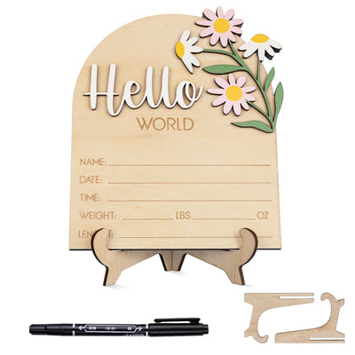 Wildflower Name Sign, Wildflower Name And Stat Sign,  Name Announcement Sign, Floral Birth Announcement, Floral Birth Stat Sign, Hello World