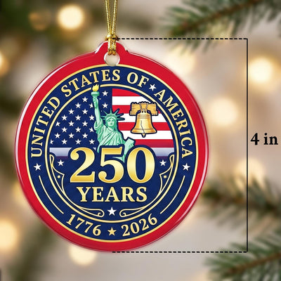 United States 250 Years Ornament, Semiquincentennial Official Style Gift, 1776-2026 Liberty Bell Decor, America 250th Keepsake