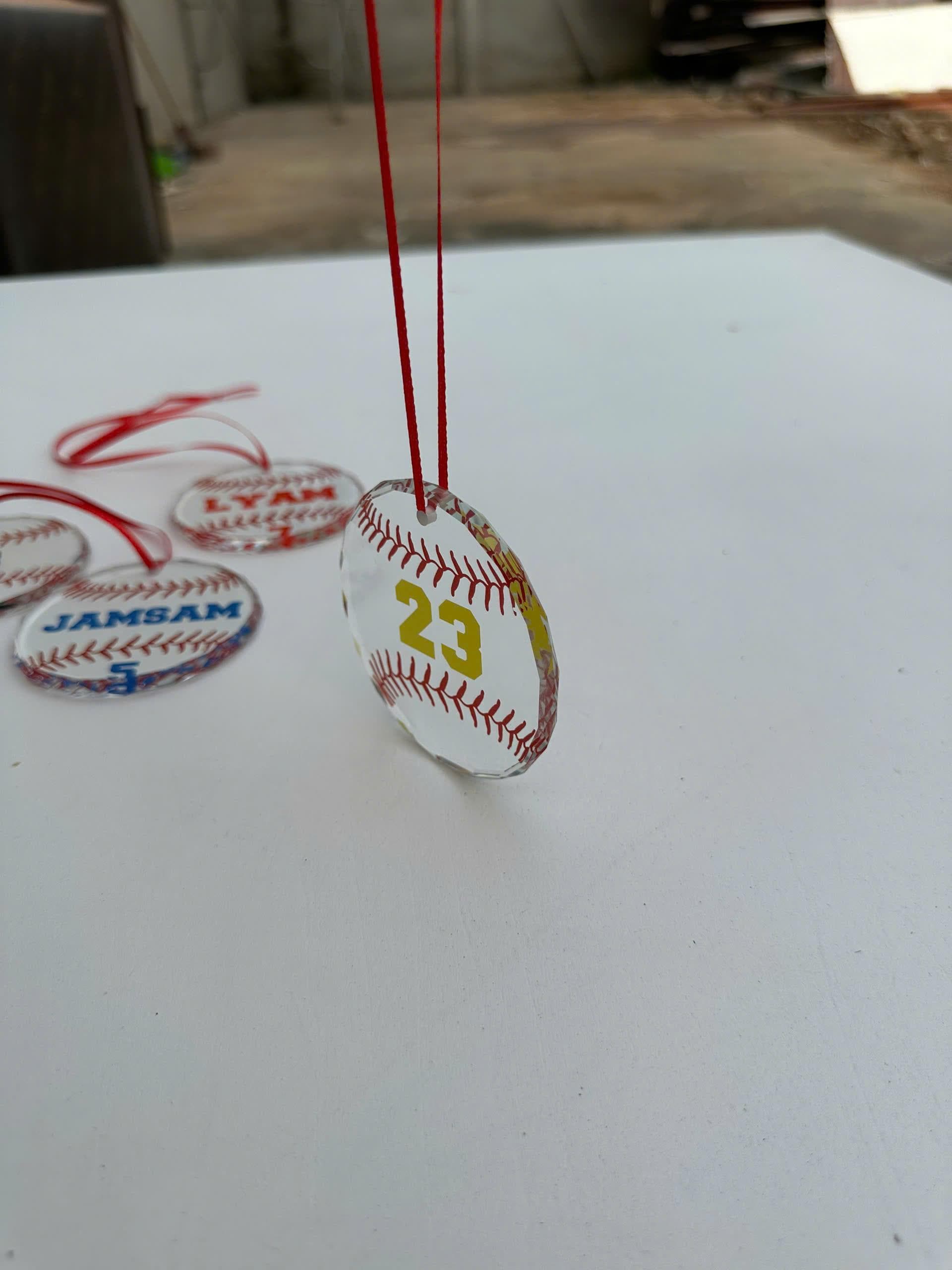 Personalized Baseball Ornament, Custom Name or Number Baseball Ornament, Glass Baseball Christmas Ornament, Baseball Player Gift