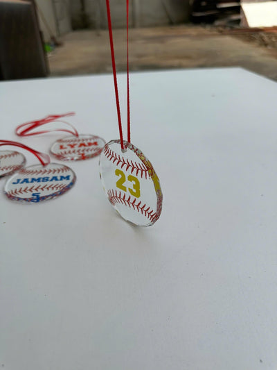 Personalized Baseball Ornament, Custom Name or Number Baseball Ornament, Glass Baseball Christmas Ornament, Baseball Player Gift