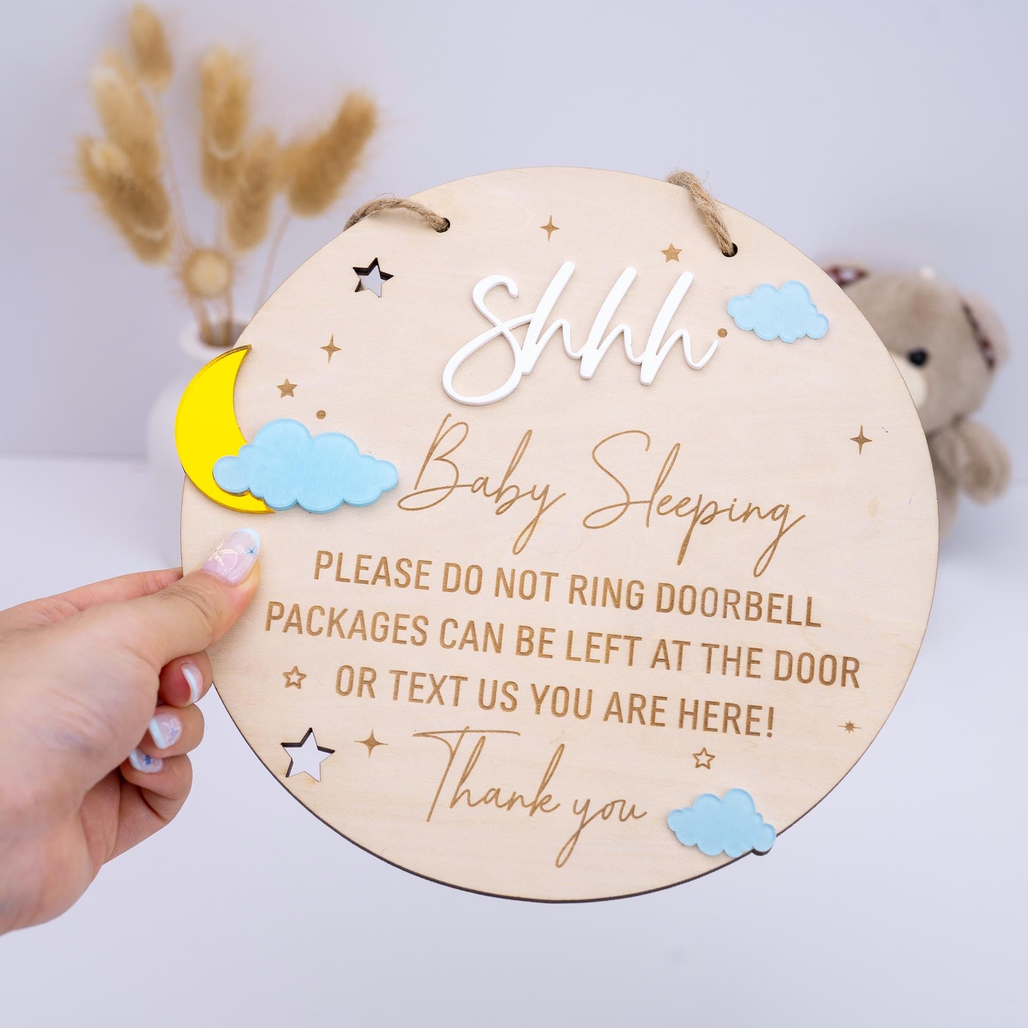 Baby Sleeping Sign, Do Not Disturb Baby Sleeping, Dont Ring Doorbell Sign, Front Door Sign, Do Not Knock Or Ring Bell, Baby Shower Gift