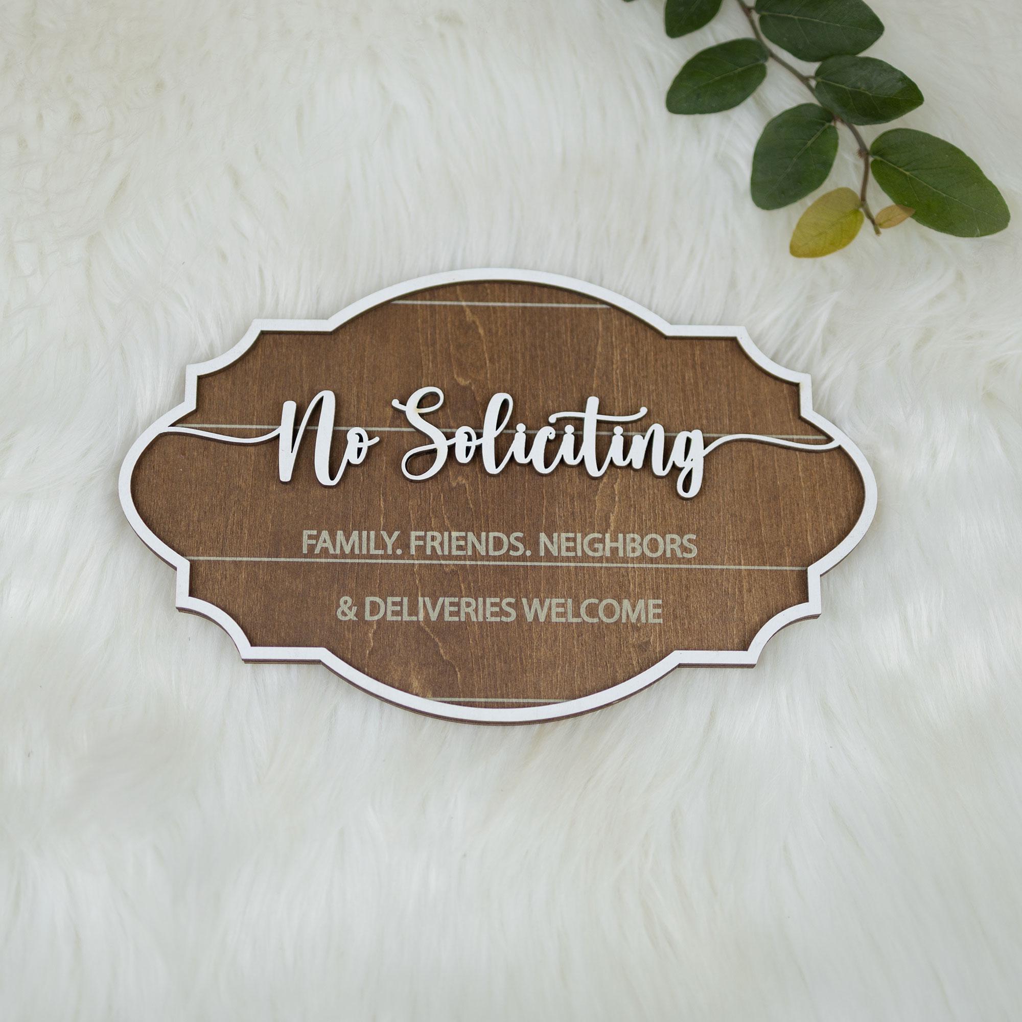 No Soliciting Sign, No Soliciting Family Friends Neighbors Welcome, No Knocking Sign, Please Do Not Disturb Door Sign, Baby Sleeping Sign
