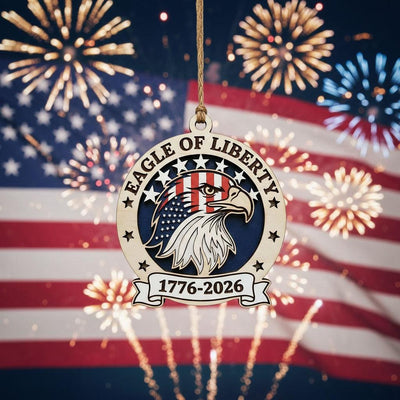 Eagle of Liberty Ornament, 250th Anniversary Wood Decor, 1776-2026 Patriotic Gift, Layered Wooden Eagle USA Milestone Keepsake