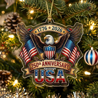 USA 250th Anniversary Ornament, Semiquincentennial Eagle Gift, 1776-2026 Patriotic Acrylic Keepsake, America Birthday Tree Decor