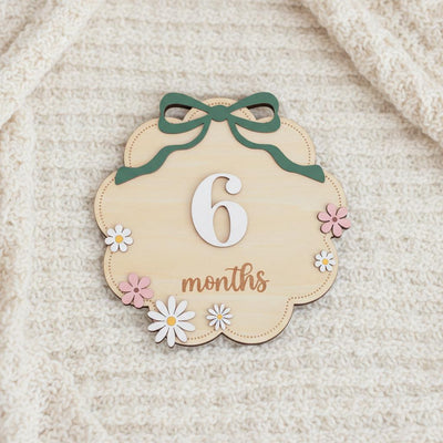Wooden Baby Milestone Photo Props with Numbers 1–12 Months