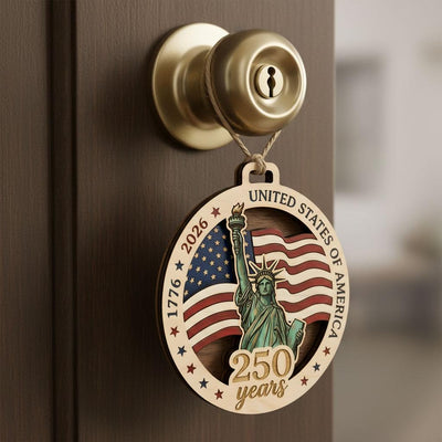 Statue of Liberty Ornament 2026, 250th Anniversary Wood Decor, 1776-2026 Patriotic Gift, Layered Wooden Liberty USA Milestone Keepsake