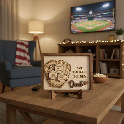 Personalized Baseball Dad Gift Custom Kids Names Wood Sign, Baseball Father Gift, Little League Dad Keepsake, Baseball Family Decor