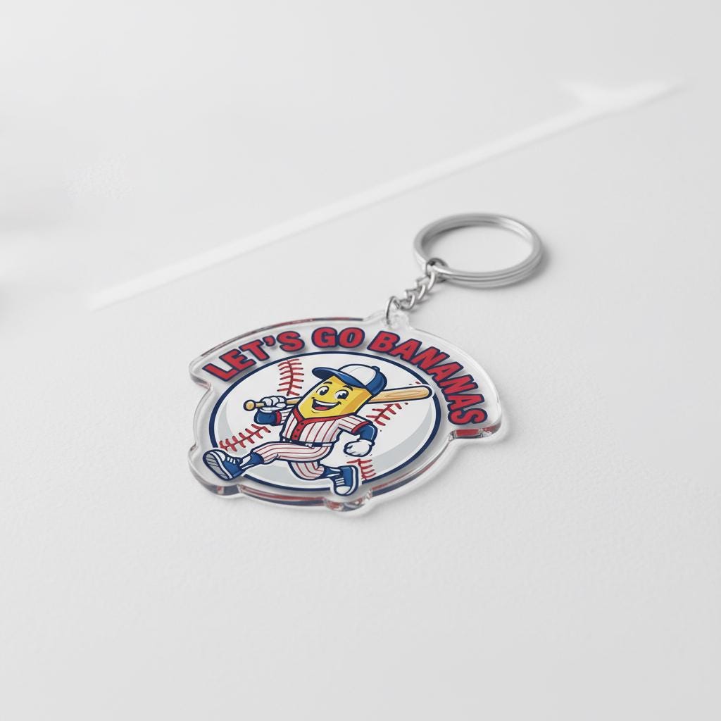 Funny Baseball Keychain, Cute Baseball Fan Keychain, Baseball Bag Charm, Acrylic Baseball Keychain, Baseball Lover Gift