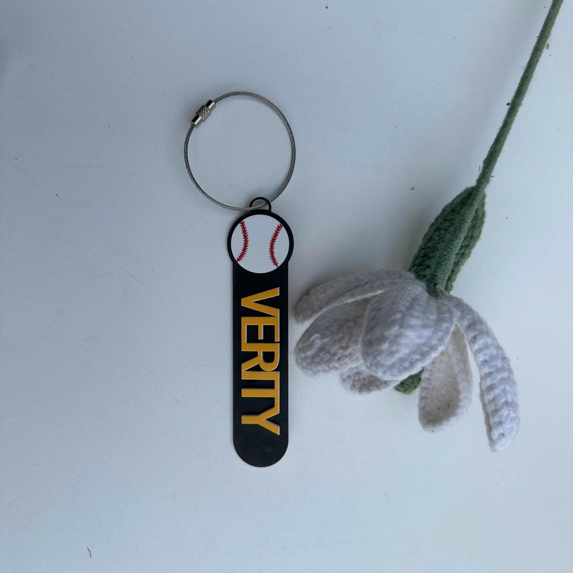 Personalized Baseball Keychain Custom Name or Number, Acrylic Baseball Bag Tag, Little League Player Gift, Baseball Team Gift for Kids