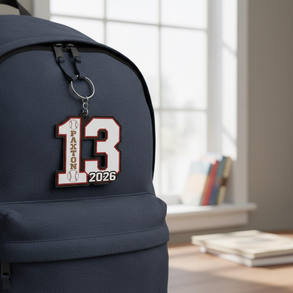 Personalized Baseball Number Keychain Custom Player Name Number and Year, Acrylic Baseball Player Gift, Little League Team Gift
