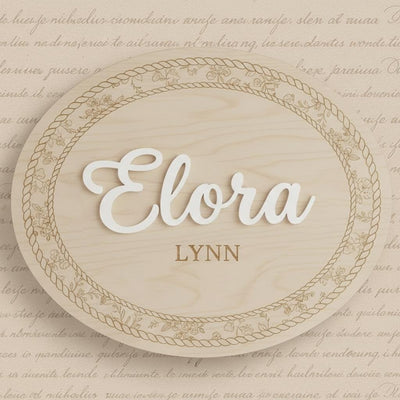Personalized Wooden Baby Name Sign, Oval Nursery Name Announcement Plaque
