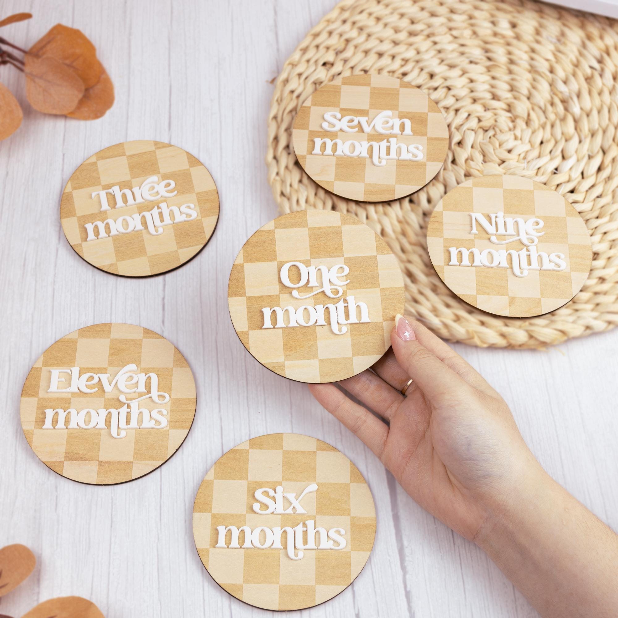 Baby Milestone Set, Monthly Milestone Disc Set, Baby Monthly Milestone Cards, 3D Baby Photo Prop Set, Baby Shower Gift, Newborn Keepsake