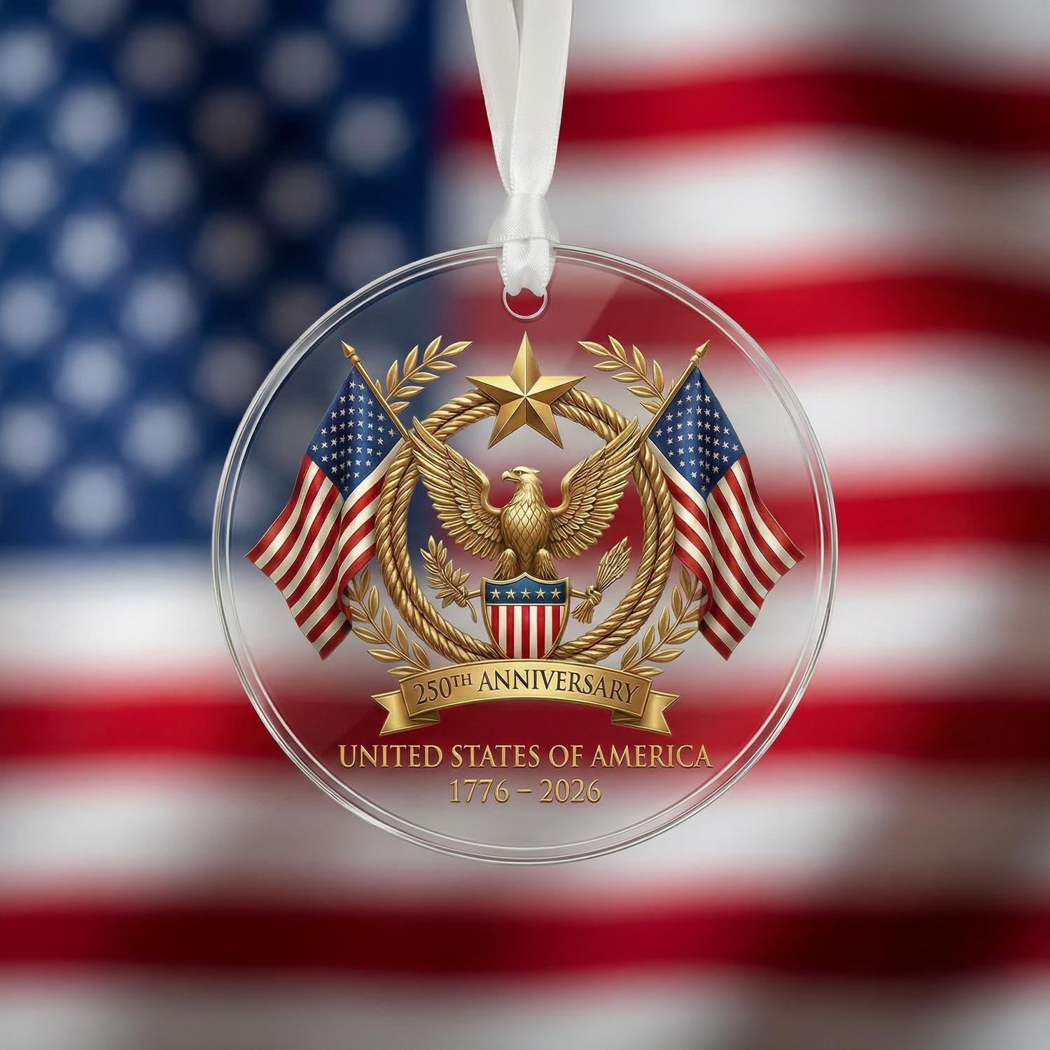 United States 250th Anniversary Ornament, Semiquincentennial Eagle Gift, 1776-2026 Patriotic Acrylic Keepsake, USA Birthday Decor