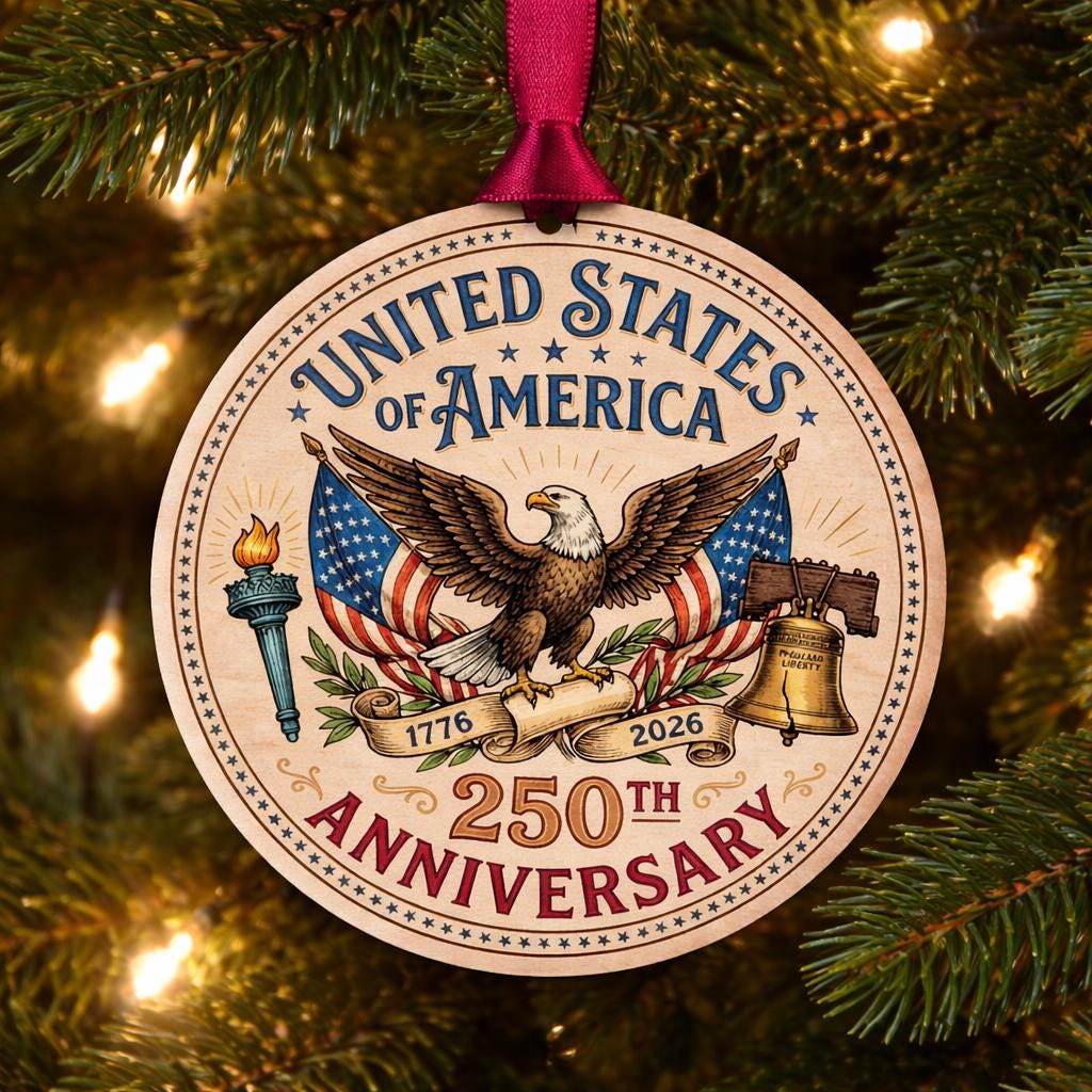 United States 250th Anniversary Ornament, Semiquincentennial Gift, 1776-2026 Liberty Bell Acrylic Keepsake, Patriotic America Decor