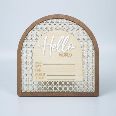 Birth Announcement Sign, Baby Name Sign, Hello World Sign, Hospital Photo Prop, Baby Keepsake, Baby Stat Sign,  Baby Name With Birth Stats