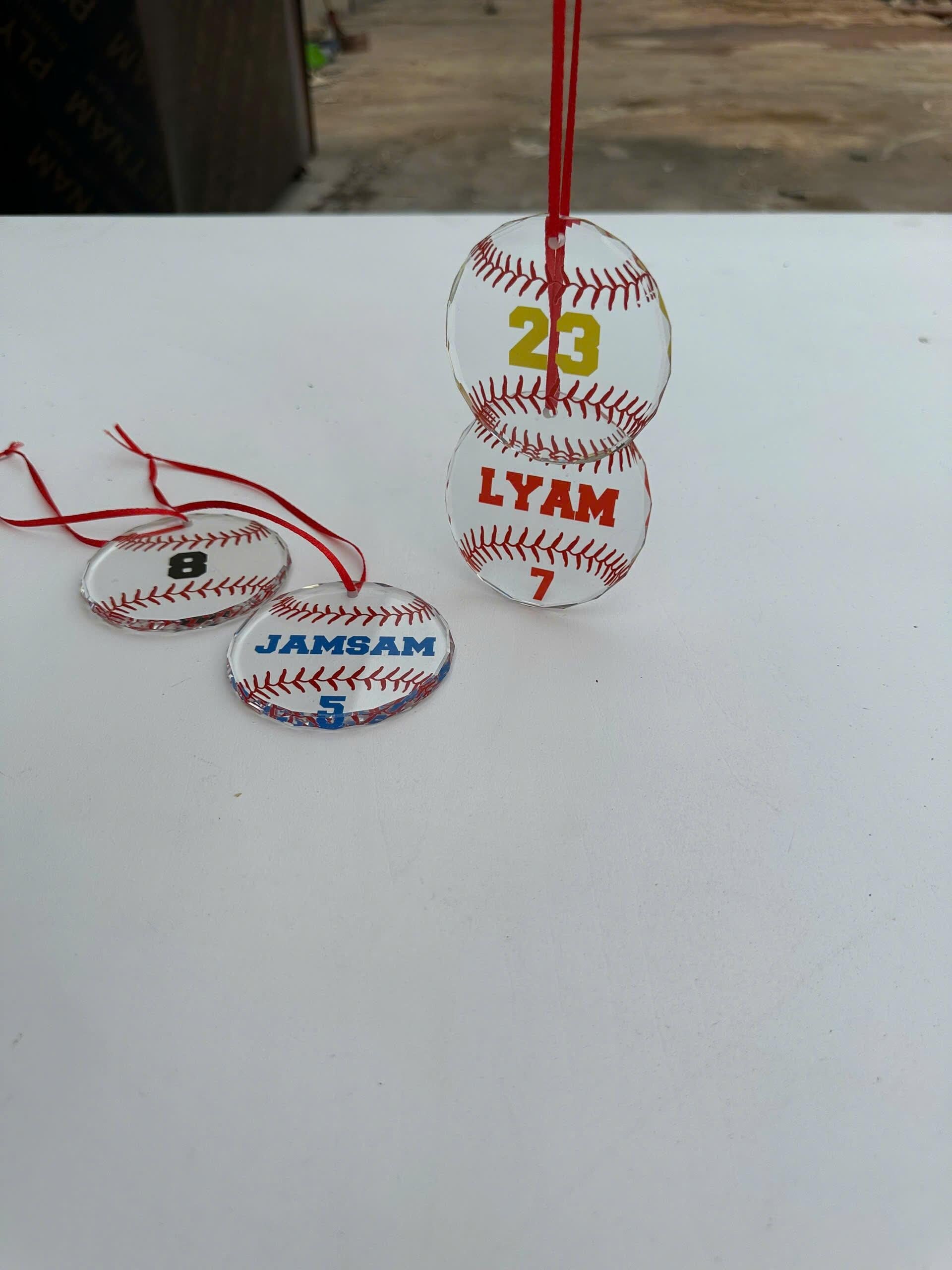 Personalized Baseball Ornament, Custom Name or Number Baseball Ornament, Glass Baseball Christmas Ornament, Baseball Player Gift