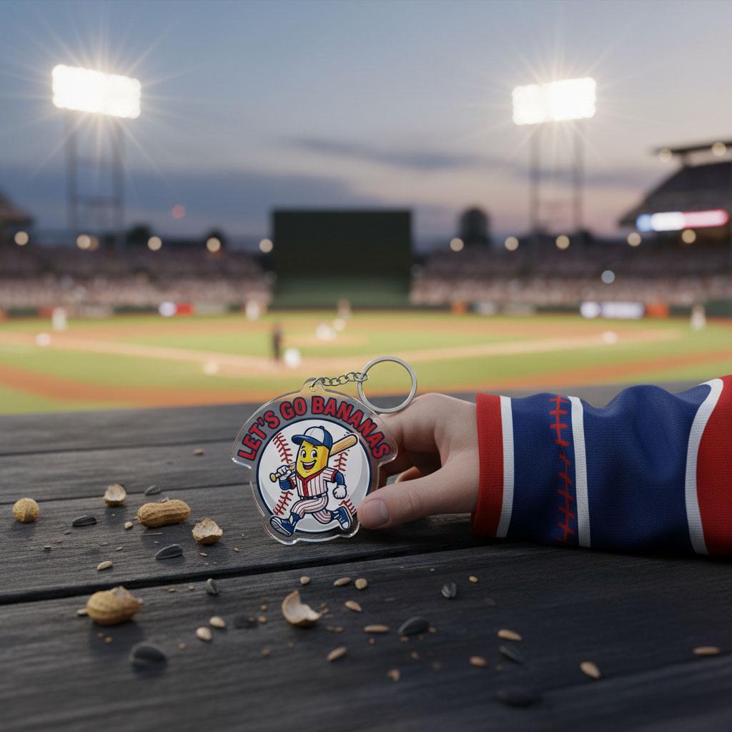 Funny Baseball Keychain, Cute Baseball Fan Keychain, Baseball Bag Charm, Acrylic Baseball Keychain, Baseball Lover Gift
