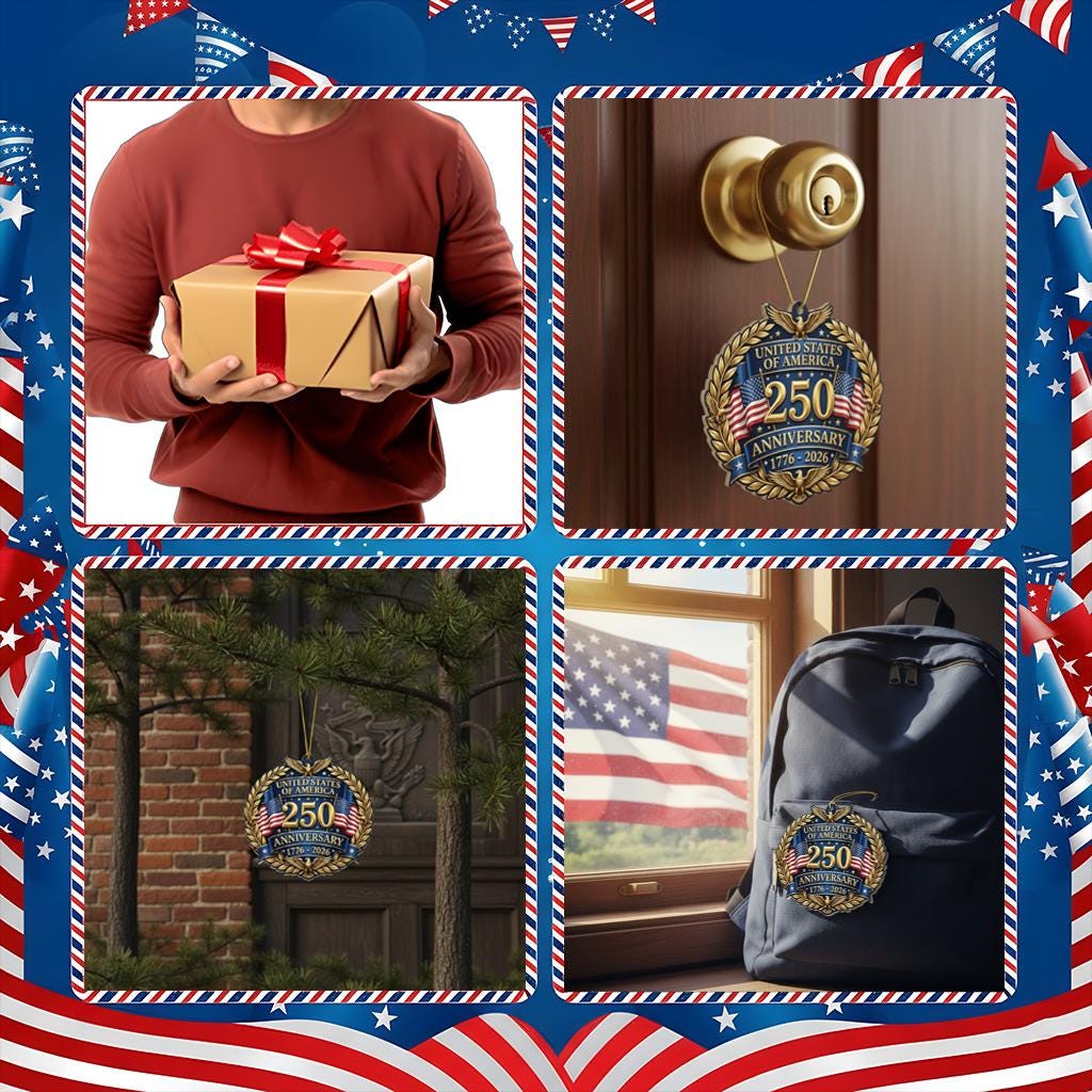 United States 250th Ornament, Semiquincentennial Eagle Medallion, 1776-2026 Patriotic Anniversary Gift, USA 250 Years Decor