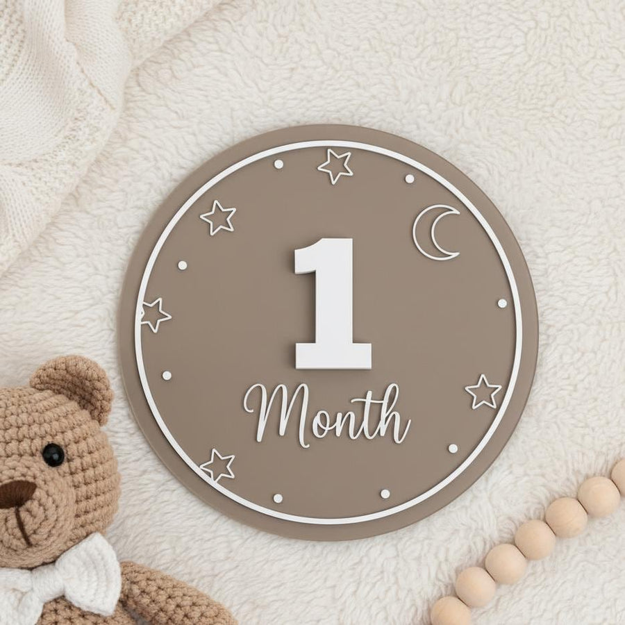 Acrylic Baby Monthly Milestone Sign with Numbers, Newborn Photo Prop